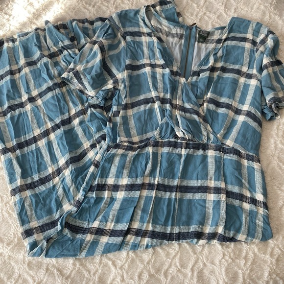 Wild Fable‎ Blue Plaid Romper One Piece Shortsleeved Summer Medium M - Picture 1 of 6